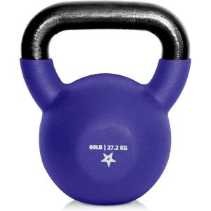 Yes4All Kettlebell, 5-65 LB Neoprene Coated Cast Iron Kettlebells, Wide Grip Handle & Flat Bottom for Swings, Squats, Deadlifts, Push Ups & Full Body Training at Home Gym – Single & Set(N. 60LB – Dark Green)