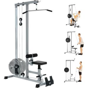 Yes4All LAT Pull Down Machines, LAT Row Cable Machine, LAT Tower with Additional Pulley Cable, High & Low Pulley Stations(LAT Pull Down Machine with Seat)