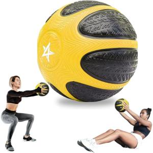 Yes4All Medicine Ball with Dual Texture Grip, Weighted Medicine Ball for Workouts Exercise Balance Training, Core Strength, Balance and Coordination Exercise, Non-Slip Rubber Shell with 6/8/10/12LBS(B. 8 Pounds)