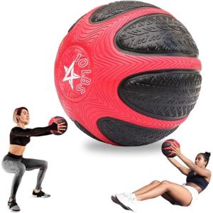 Yes4All Medicine Ball with Dual Texture Grip, Weighted Medicine Ball for Workouts Exercise Balance Training, Core Strength, Balance and Coordination Exercise, Non-Slip Rubber Shell with 6/8/10/12LBS(C. 10 Pounds)