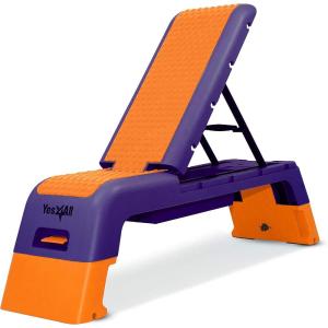Yes4All Multifunctional Aerobic Deck – Versatile Fitness Station, Weight Bench, Aerobic Stepper, Plyometrics Box for Cardio Workouts and Strength Training(C. Orange/Purple)