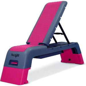 Yes4All Multifunctional Aerobic Deck – Versatile Fitness Station, Weight Bench, Aerobic Stepper, Plyometrics Box for Cardio Workouts and Strength Training(D. Hot Pink/Navy Blue)