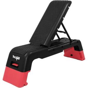 Yes4All Multifunctional Aerobic Deck – Versatile Fitness Station, Weight Bench, Aerobic Stepper, Plyometrics Box for Cardio Workouts and Strength Training(B.Red/Black)