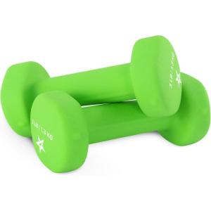 Yes4All Neoprene Coated Dumbbell Hand Weight Sets of 2 – Multiple Weight Options with 15 Colors, Anti-roll, Anti-Slip, Hexagon Shape(B. Light Green – 3lbs – Pair)