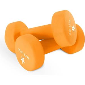 Yes4All Neoprene Coated Dumbbell Hand Weight Sets of 2 – Multiple Weight Options with 15 Colors, Anti-roll, Anti-Slip, Hexagon Shape(M. Dark Orange – 15lbs – Pair)