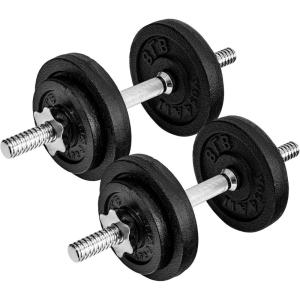 Yes4All Old School Adjustable Dumbbell Set with Weight Plates, Star Lock Collars/Connector, 40lbs to 200lbs Adjustable Weight Plates Set(B. 50LB or 25LB Pair – Black)