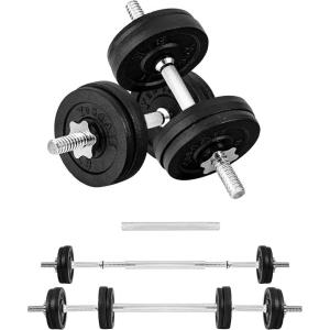 Yes4All Old School Adjustable Dumbbell Set with Weight Plates, Star Lock Collars/Connector, 40lbs to 200lbs Adjustable Weight Plates Set(F. Barbell 60LB or 30LB Dumbbell Pair – Black)