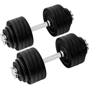 Yes4All Old School Adjustable Dumbbell Set with Weight Plates, Star Lock Collars/Connector, 40lbs to 200lbs Adjustable Weight Plates Set(I1. 105LB or 52.5LBS Dumbbell Pair – Black)