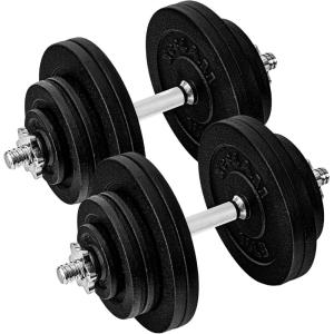 Yes4All Old School Adjustable Dumbbell Set with Weight Plates, Star Lock Collars/Connector, 40lbs to 200lbs Adjustable Weight Plates Set(K. 135LB or 67.5LBS Dumbbell Pair – Black)