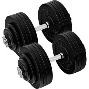 Yes4All Old School Adjustable Dumbbell Set with Weight Plates, Star Lock Collars/Connector, 40lbs to 200lbs Adjustable Weight Plates Set(M. 200LB or 100LB Dumbbell Pair – Black)