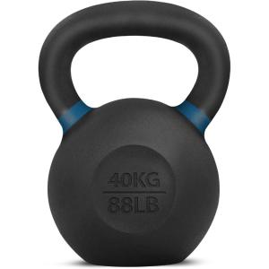 Yes4All Powder Coated Kettlebell, Cast Iron Core Kettlebells with Non-Slip Handle & Flat Bottom for Conditioning, Heavy Duty for Strength Training, 9lb to 71lb – Single & Pair(M – Deep Blue – 40 KG / 88 LB)