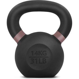 Yes4All Powder Coated Kettlebell, Cast Iron Core Kettlebells with Non-Slip Handle & Flat Bottom for Conditioning, Heavy Duty for Strength Training, 9lb to 71lb – Single & Pair(F – Brown – 14 KG / 31 LB)