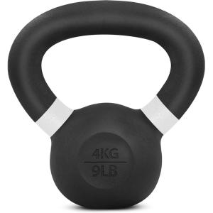 Yes4All Powder Coated Kettlebell, Cast Iron Core Kettlebells with Non-Slip Handle & Flat Bottom for Conditioning, Heavy Duty for Strength Training, 9lb to 71lb – Single & Pair(A – White – 4 KG / 9 LB)