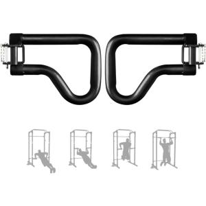 Yes4All Power Rack J-Hooks & Attachments – Heavy Duty Barbell Holders Compatible with 2×2 & 3×3 Power Racks for Home Gym(A. Multi Grip Dip Bar Attachment – Pair)