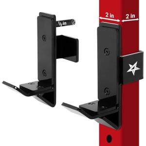 Yes4All Power Rack J-Hooks & Attachments – Heavy Duty Barbell Holders Compatible with 2×2 & 3×3 Power Racks for Home Gym(E. J-Hook 2”x2” with hole 1/2”)