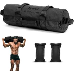 Yes4All Sandbags for Working Out, Adjustable Sand Bags for Weight Training with Handles, Multiple Colors & Sizes 5-200lbs(F. Black – M (25-75 Lbs))