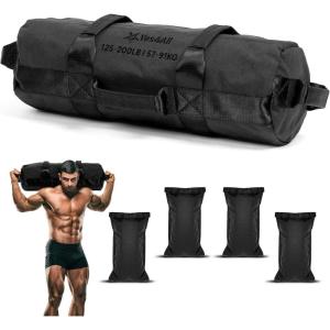 Yes4All Sandbags for Working Out, Adjustable Sand Bags for Weight Training with Handles, Multiple Colors & Sizes 5-200lbs(H. Black – XL (125-200 Lbs))