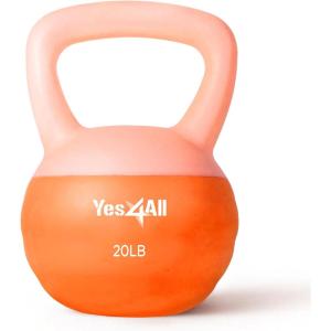 Yes4All Soft Kettlebell, PVC Kettlebells Exercise Weights & Color-Coded Strength Training Kettlebells with 4 Options (5,10,15,20lb), Gentle Hand Weights for Women at Home(20lb – Peach Fuzz)