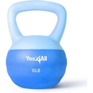 Yes4All Soft Kettlebell, PVC Kettlebells Exercise Weights & Color-Coded Strength Training Kettlebells with 4 Options (5,10,15,20lb), Gentle Hand Weights for Women at Home(10lb – Peacock Blue)