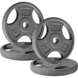 Yes4All Standard 1-Inch Grip Weight Plates, Cast Iron with Multiple Sizes from 2.5 lb to 35 lb for Strength Training, Weightlifting & Muscle Toning(A. 4x10LB)