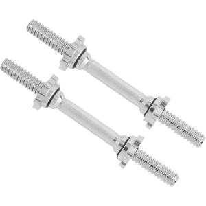 Yes4All Threaded Dumbbell Handles, 14/16/18/24 Inch Dumbbell Bar Pair, Chrome/Rubber Grip, Fit 1” or 1.15″ Plates, 4 Star-Lock Collars with Loose-Resistant Rubber Trims(Chrome)