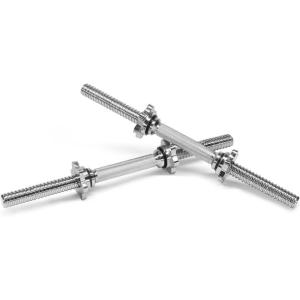 Yes4All Threaded Dumbbell Handles, 14/16/18/24 Inch Dumbbell Bar Pair, Chrome/Rubber Grip, Fit 1” or 1.15″ Plates, 4 Star-Lock Collars with Loose-Resistant Rubber Trims(Chrome/Rubber)