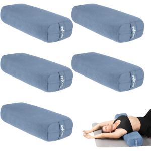 Yes4All Triple-Layer Sponge Yoga Bolster Pillow for Restorative Yoga & Meditation – Versatile Yoga Support Pillow, Balance & Poses Modification(H. Set of 5 Blue)