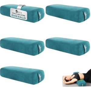 Yes4All Triple-Layer Sponge Yoga Bolster Pillow for Restorative Yoga & Meditation – Versatile Yoga Support Pillow, Balance & Poses Modification(F. Set of 5 Emerald)