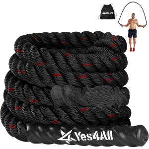Yes4All Weighted Jump Rope, 2.8LB Heavy Skipping Rope with Anti-Slip Double Layer Handle & Protective Sleeve for Fitness, Cardio, Muscle Training – Carry Bag Included(2.8 lbs)