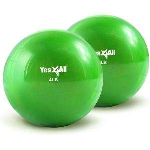 Yes4All Weighted Toning Balls for Exercise, Soft Medicine Balls for Exercise, Pilates, Yoga, Balance, Flexibility, 2-10lbs(B. (4lbs x2) Pair – Green)