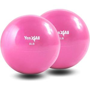Yes4All Weighted Toning Balls for Exercise, Soft Medicine Balls for Exercise, Pilates, Yoga, Balance, Flexibility, 2-10lbs(C. (5lb x 2) Pair – Pink)
