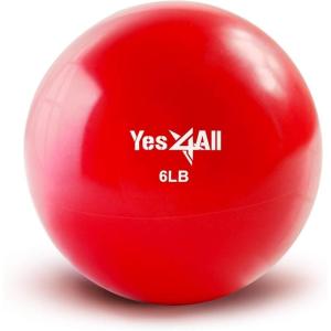 Yes4All Weighted Toning Balls for Exercise, Soft Medicine Balls for Exercise, Pilates, Yoga, Balance, Flexibility, 2-10lbs(J. 6lb – Red)