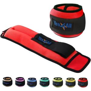 Yes4All Wrist & Ankle Weights Pair 1lb -10lbs, Adjustable Strap for Walking, Jogging, Pilates, Gym Fitness Workout for Women, Men(G. 10Lbs Pair (5lb x 2) – Red)