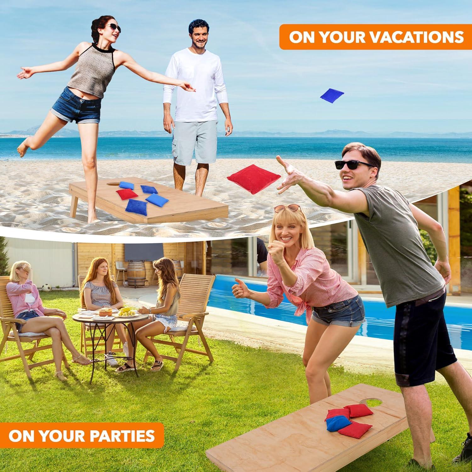 imageYes4All Cornhole Board Set 529 lb TournamentGrade ImpactResistant Plywood Surface Cornhole Boards Includes 1 Carry Bag 1 Tote Bag and 8 DoubleSided Bean Bags