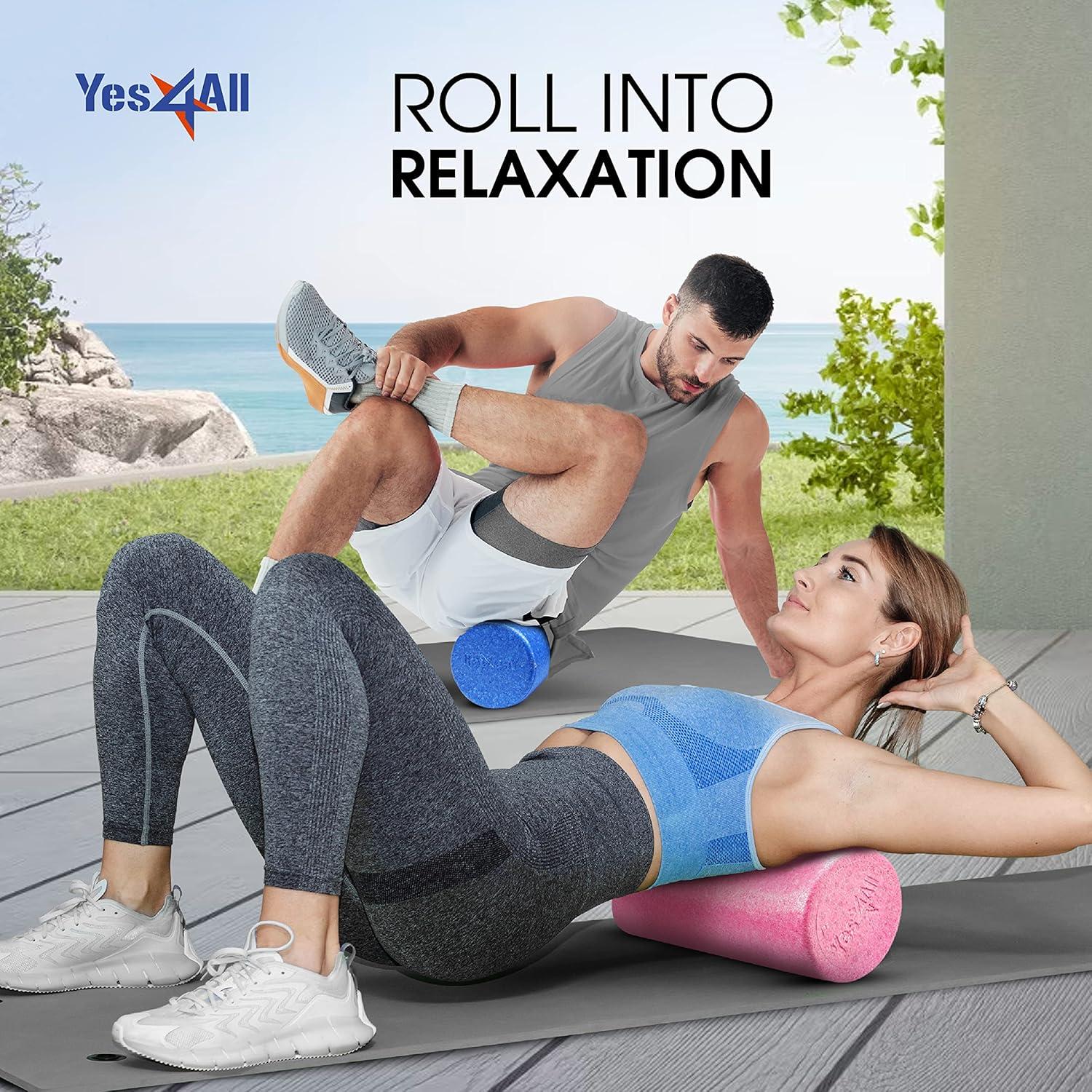 imageYes4All HighDensity Round Back Roller Foam Exercise Foam Roller for Yoga Pilates ampamp Stretching 12 18 24 36 inchBlack