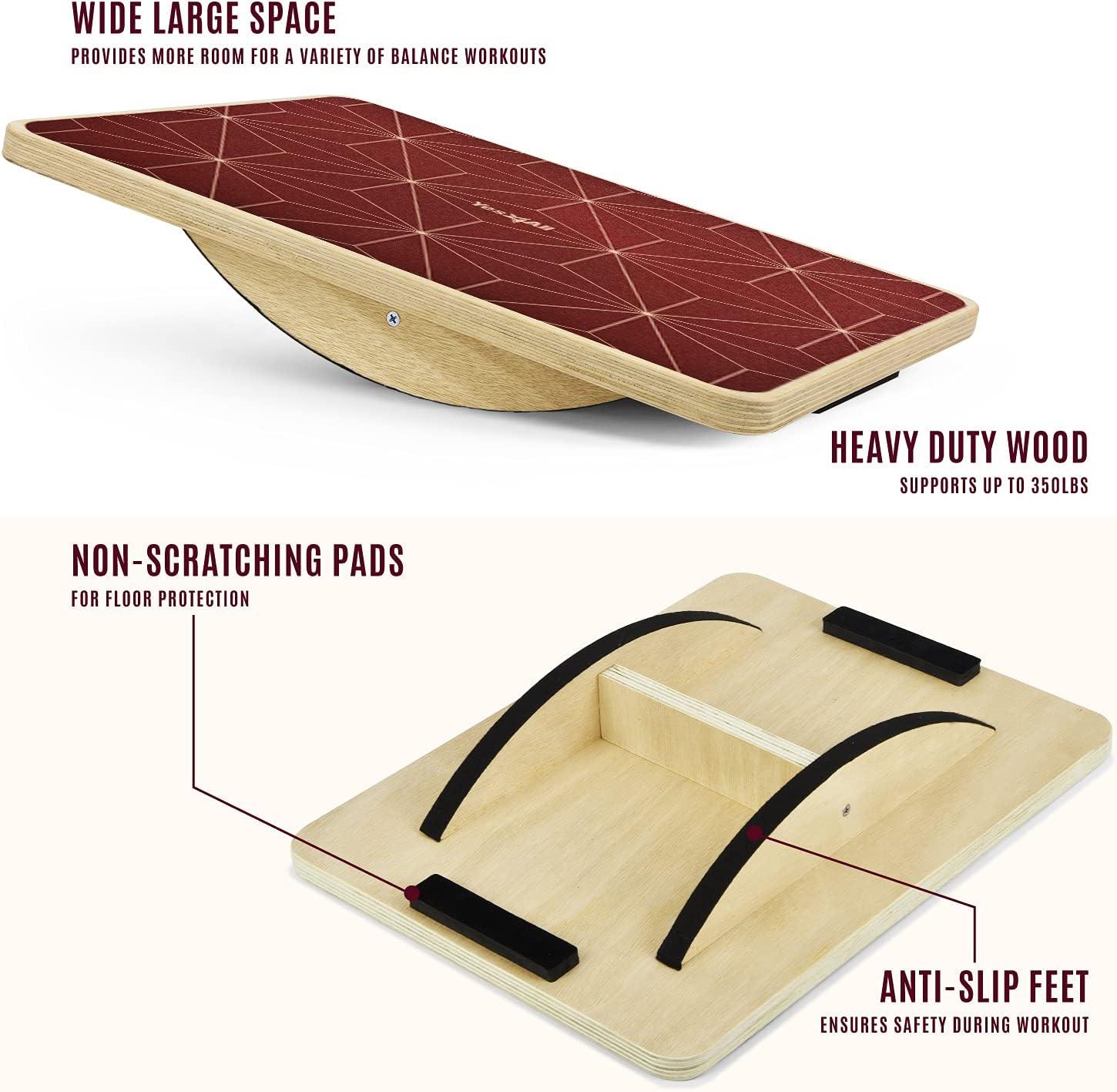 imageYes4All Professional Rocker Wooden Balance Board for Standing Desk ampamp Core Strength Stability Support up to 350 lbs