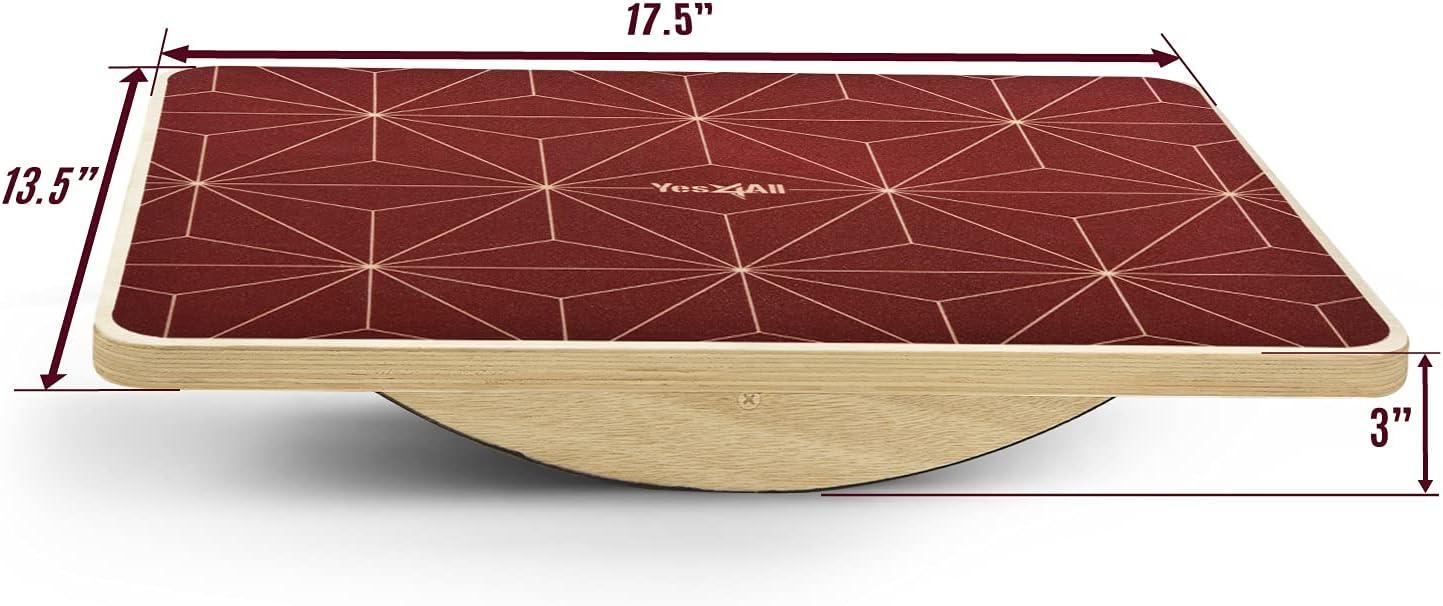imageYes4All Professional Rocker Wooden Balance Board for Standing Desk ampamp Core Strength Stability Support up to 350 lbs
