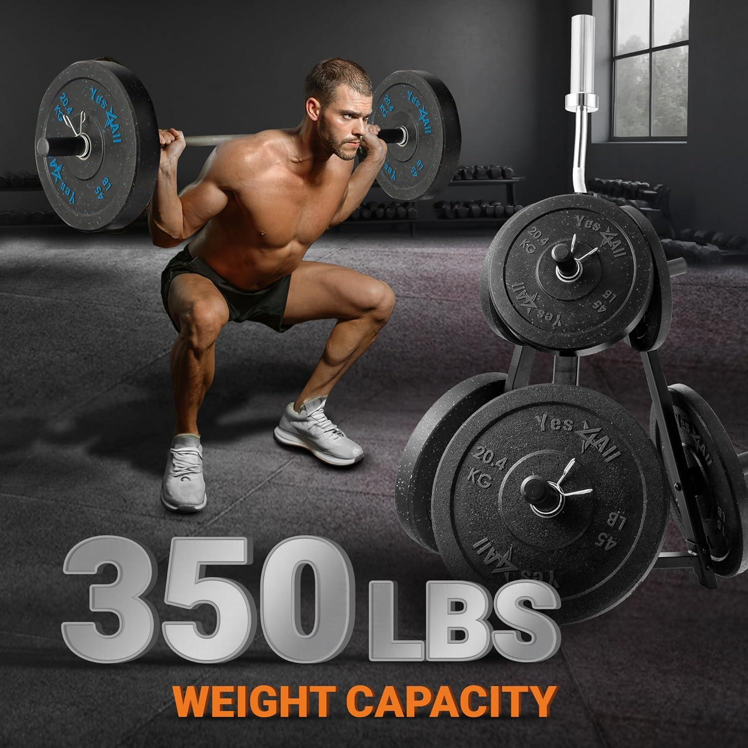 imageYes4All Weight Rack 1 ampamp 2Inch Plate Bumper Plate Rack 350 lbs Capacity Barbell Weight Rack for Home Gym Training