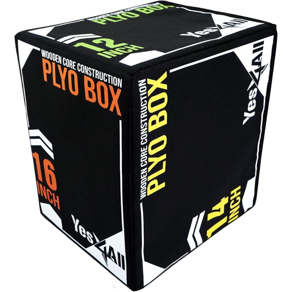 imageYes4All 3in1 SoftPadded Plyo Box With Wooden Core NonSlip MultiUse Cushioned Plyometric Jump Box with Vinyl Cover for Jumping Conditioning Strength TrainingA Black Version