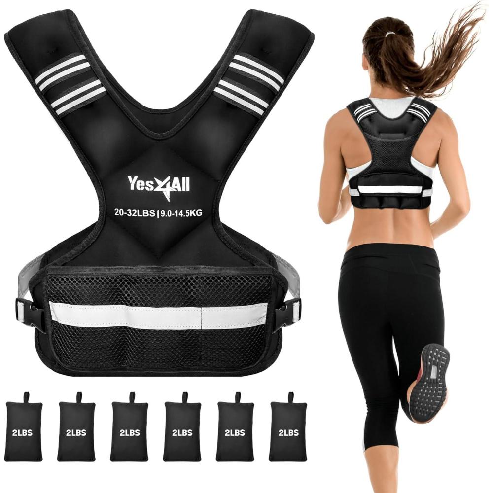 imageYes4All Adjustable Weighted Vest 1132lbs with Reflective Strip Large Weight Vest for Strength Training for Men ampamp WomenBlack 2