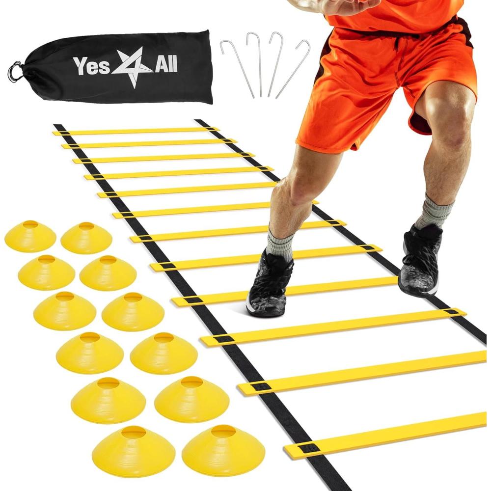 imageYes4All Agility Ladder Adjustable Speed ampamp Agility Training Equipment for All Ages Durable Portable Multiple Combo Sets AvailableA Combo Yellow