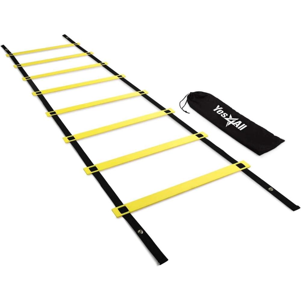 imageYes4All Agility Ladder Speed Training Equipment Adjustable Football Ladder for All Ages with Carry Bag Durable Portable Multiple Colors ampamp RungsA 8 Rung Yellow