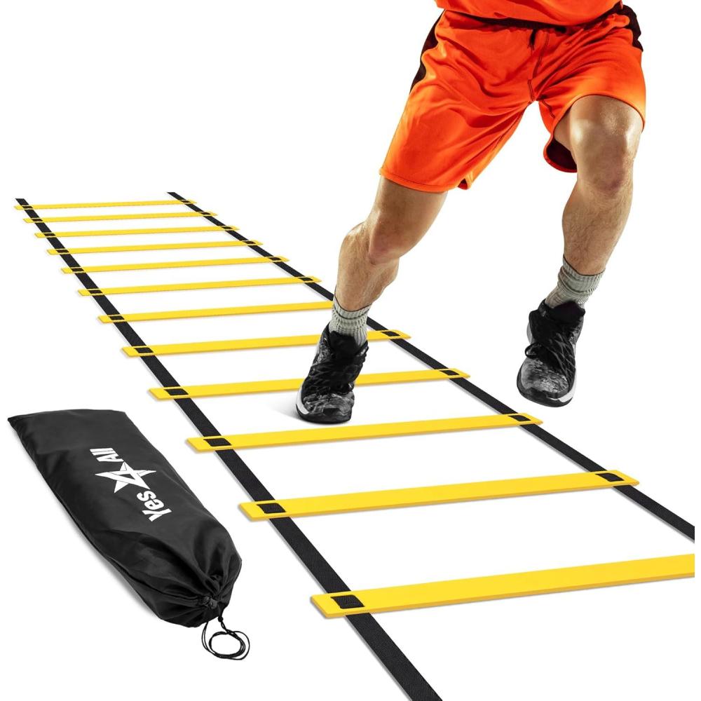 imageYes4All Agility Ladder Speed Training Equipment Adjustable Football Ladder for All Ages with Carry Bag Durable Portable Multiple Colors ampamp RungsB 12 Rung Yellow