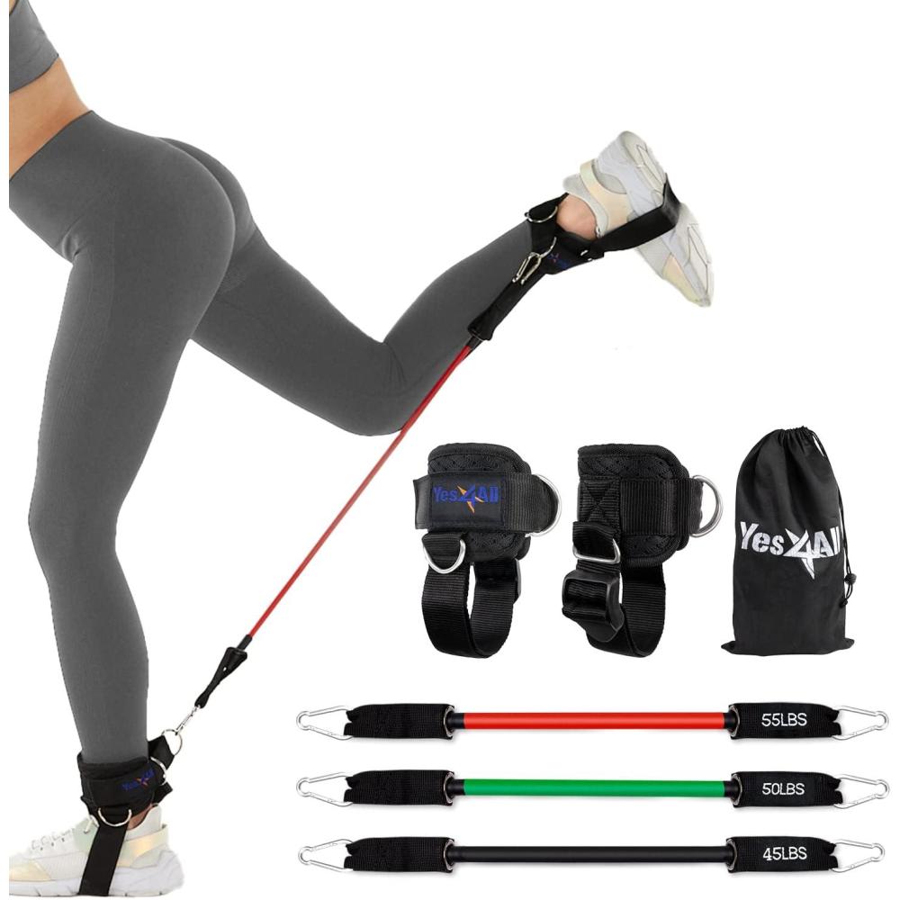 imageYes4All Ankle Strap for Cable Machines and Resistance Bands Work Out Cuff Attachment for Home ampamp Gym Booty WorkoutsGlutes Exercises  Three Level Resistance Bands