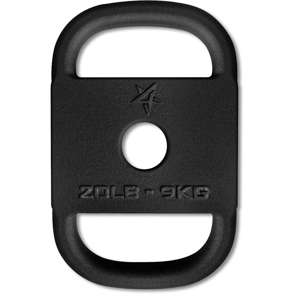 imageYes4All Cast Iron Rucking Weight with 2quot Center Hole Training Weight Plate with Upgraded Rounded Handle for Weighted Walking Lifting Rucking ampamp Tactical Strength Training  US Patented DesignD 20LB  Upgraded