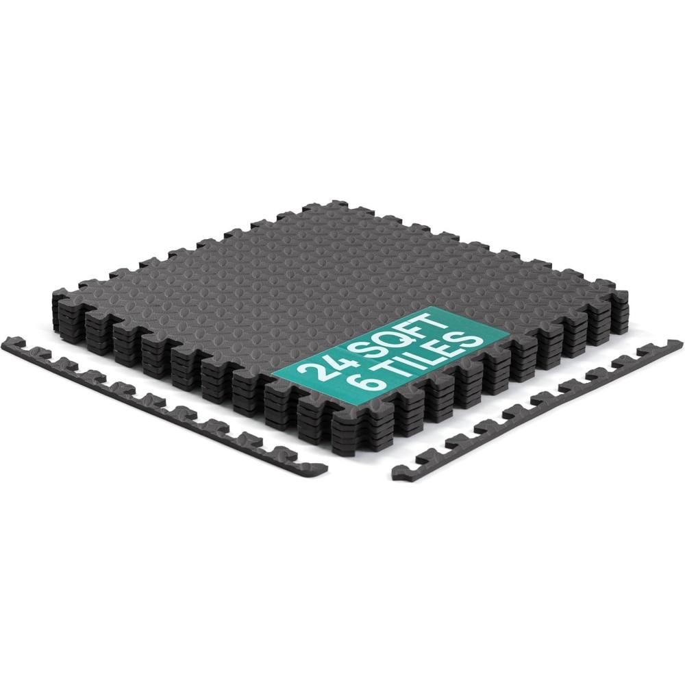 imageYes4All EVA Interlocking Mats Puzzle Floor Tiles Foam Floor Padding with Border for Furniture Home Space Living Room Garage 24 SQFT