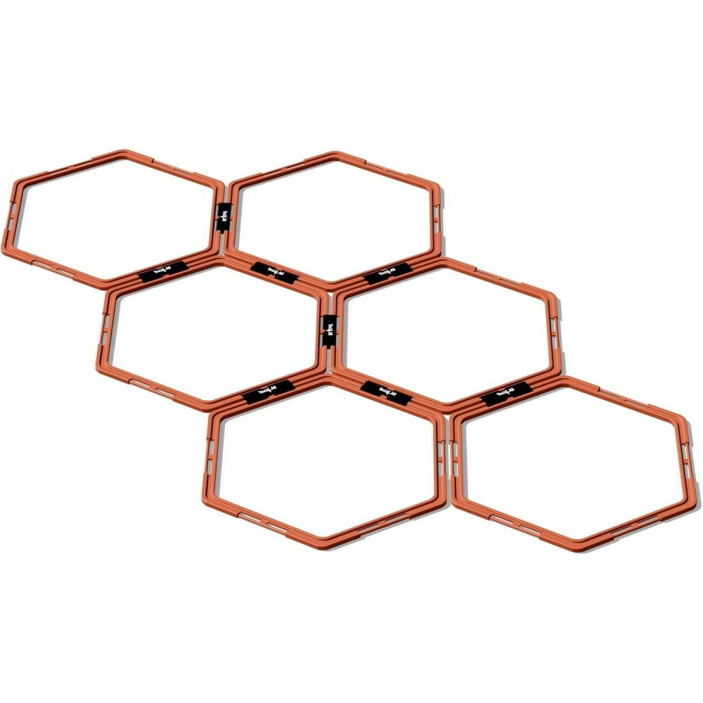imageYes4All Hex Agility RingsSpeed Rings with Carrying Bag  Hexagon Rings Agility Hurdles for Agility Footwork TrainingA Orange  6 Rings