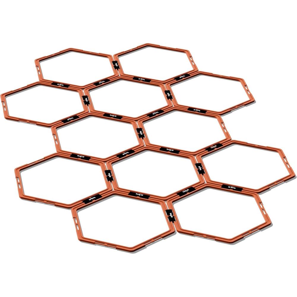 imageYes4All Hex Agility RingsSpeed Rings with Carrying Bag Hexagon Rings Agility Hurdles for Agility Footwork TrainingB Orange 12 Rings