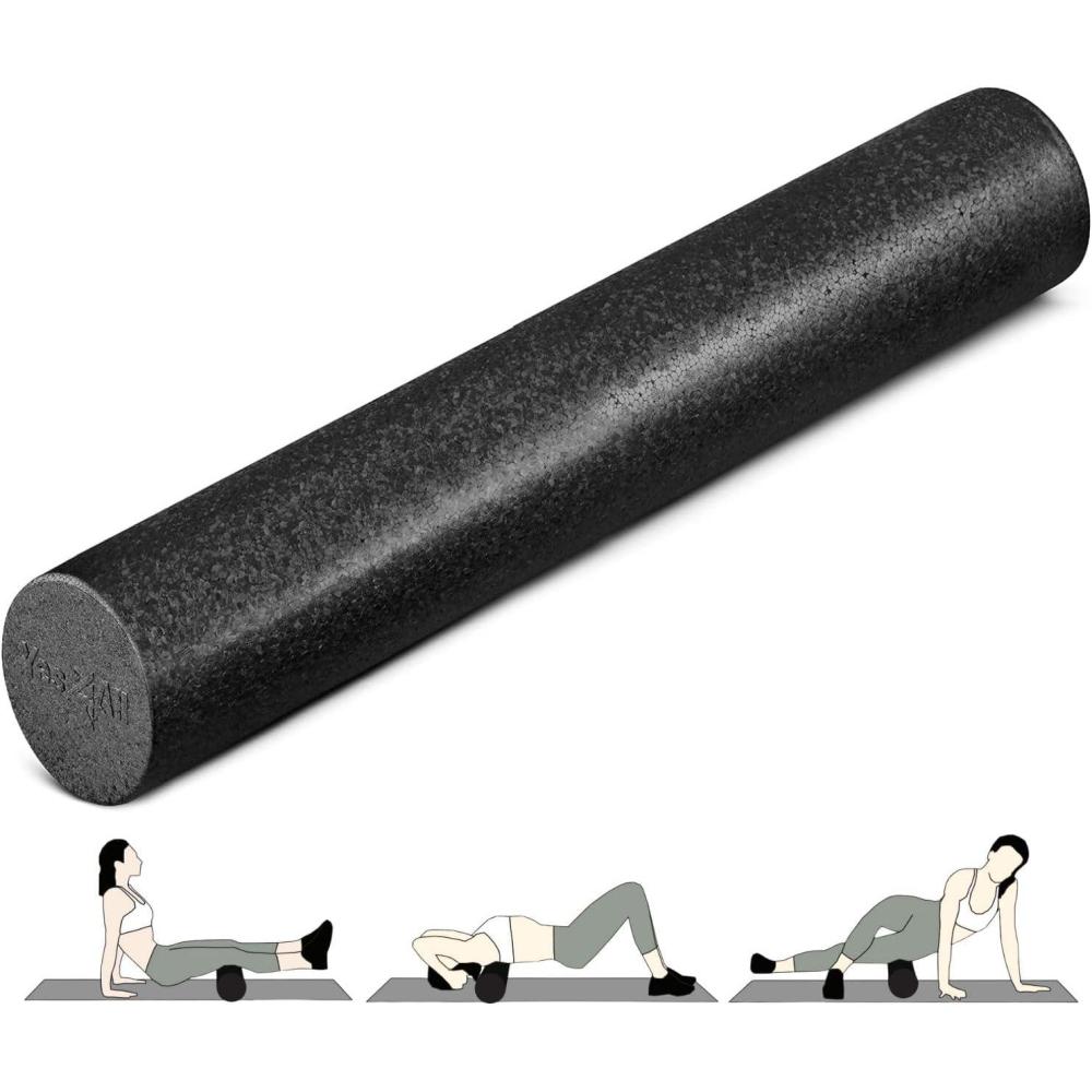 imageYes4All HighDensity Round Back Roller Foam Exercise Foam Roller for Yoga Pilates ampamp Stretching  12 18 24 36 inchBlack