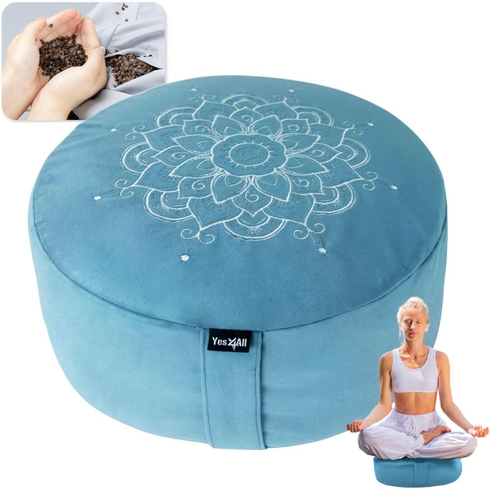imageYes4All Meditation Cushion Floor Pillow Foam Zafu Buckwheat Mandala Pattern Yoga Meditation Bolster Pillows Floor Cushions